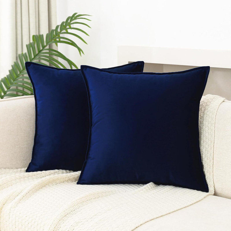 Ensemble de 2 housses de coussin décoratif carré pour canapé-lit, Marine