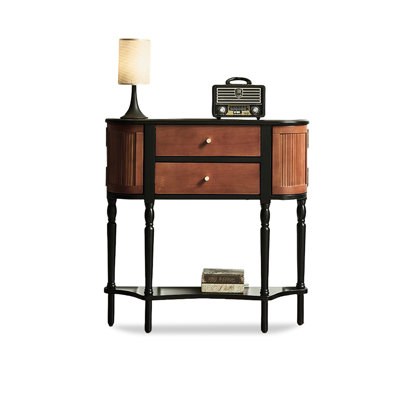 Black Solid + Manufactured Wood Free form Console Table
