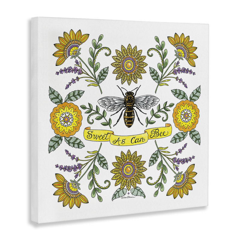 Art mural rétro sur toile Sweet As Can Bee, par Deb Strain, H 36 po x l 36 po