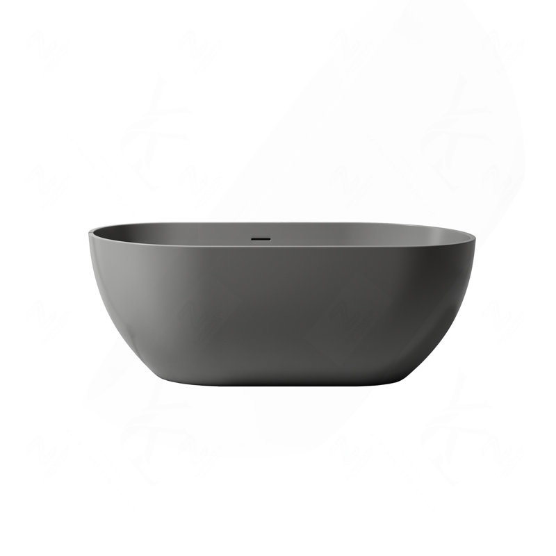 Baignoire autoportante profonde de 150 cm (59 po) en surface solide pour salle de bain moderne, Matte White