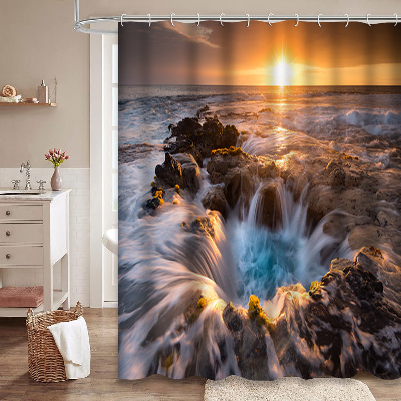 Rideau de douche avec 12 crochets Paradise, L 72 po x l 72 po