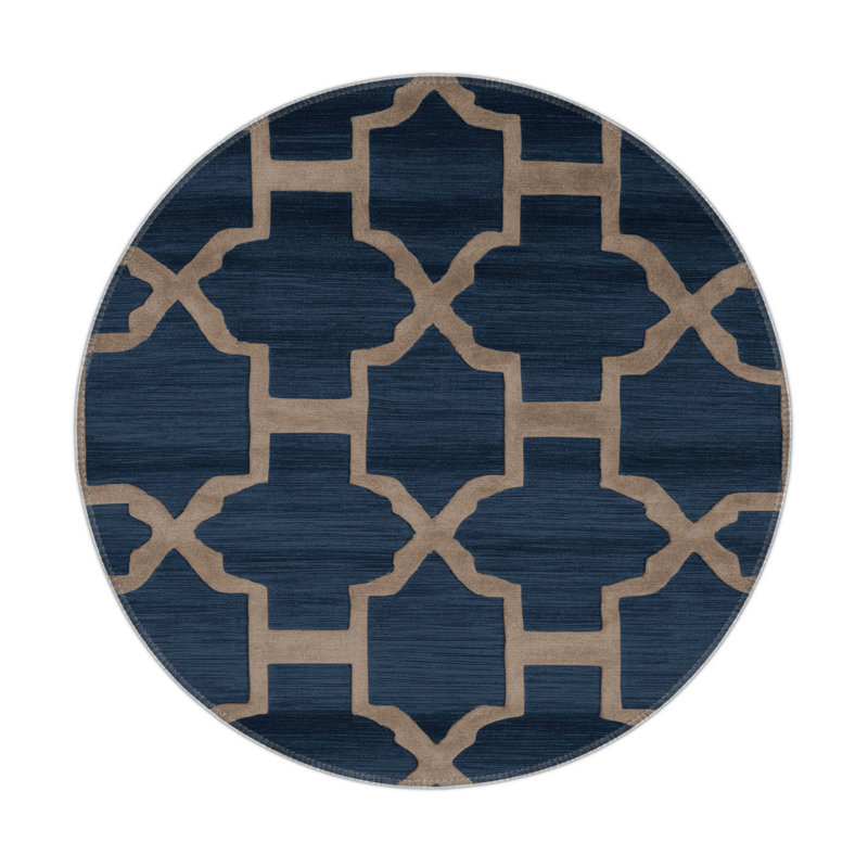 Tapis gris intérieur et extérieur Trellis, Rond 5 pi