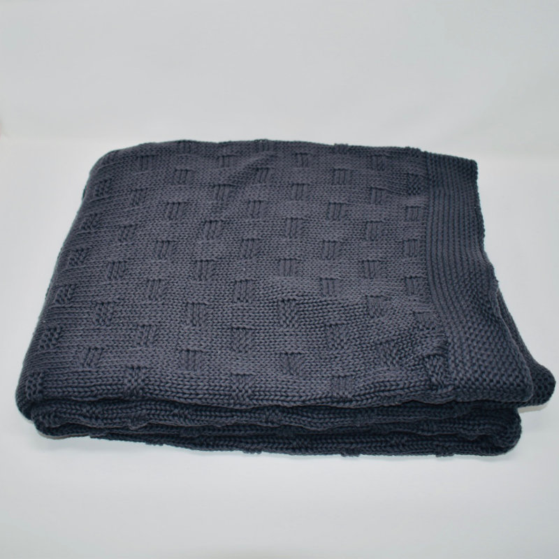 Knitted Throw Blanket, Charcoal Gray