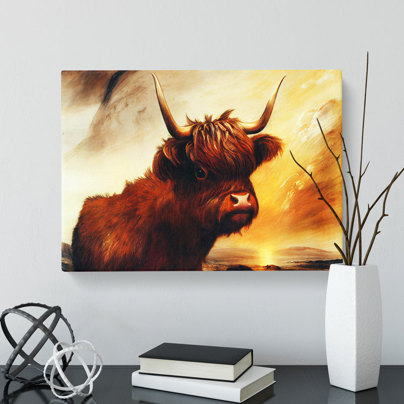 The Iconic Highland Cow - Wrapped Canvas, 50cm H x 76cm W x 3cm D