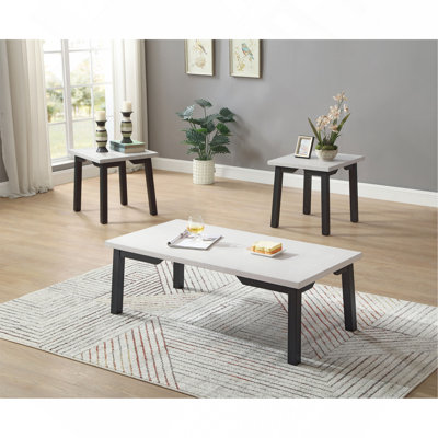 Ensemble de tables basses 3 pièces et 2 tables de bout rectangulaires carrées pour salon traditionnel (seulement avec table)