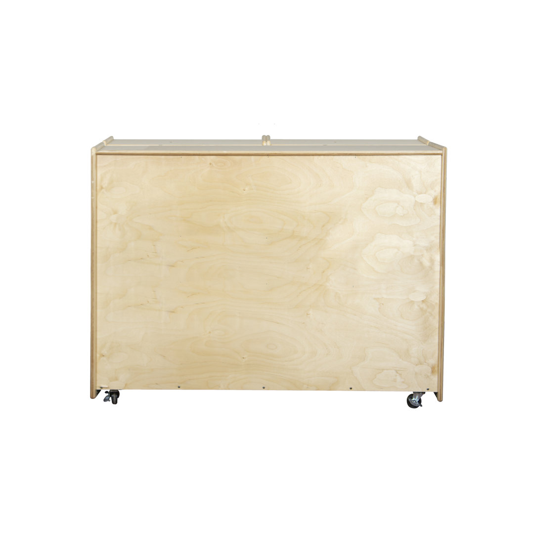 Tray Tri-Fold Storage with (25) Translucent Trays Wood Designs Bin 