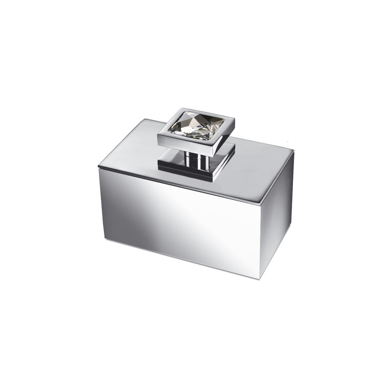 Contenant boule de cristal de lune clair en cristal Swarovski, Chrome