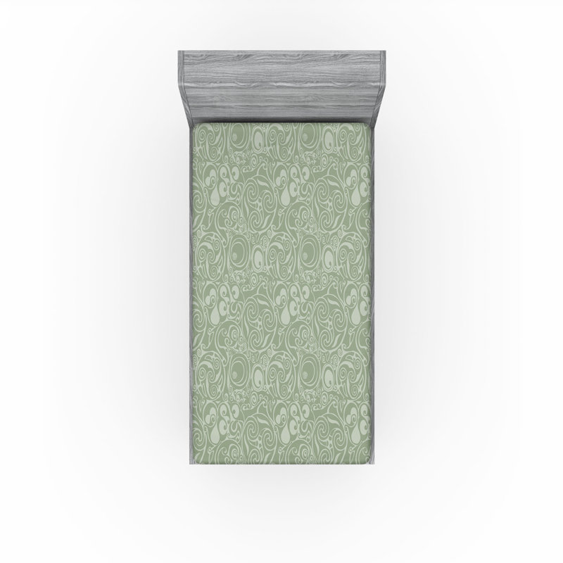 Ensemble de 2 draps-housses Ambesonne, Drap-housse de taille simple, Vert sauge, vert / floral