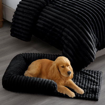 Long Sofa-style Medium Black Pet Bed 30"x22"x6"