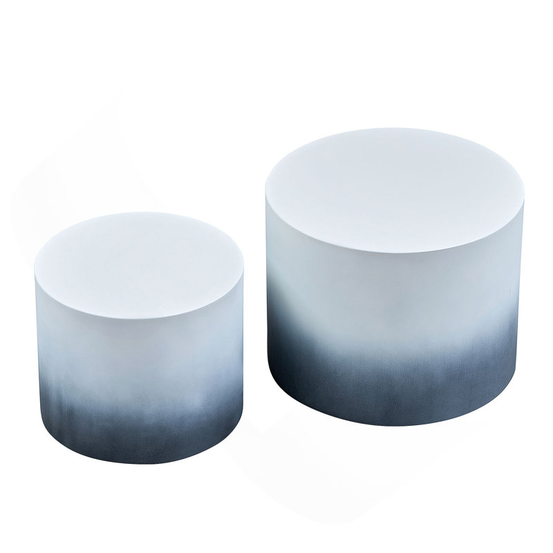 MDF Round Nesting Coffee Table Set, Black/White