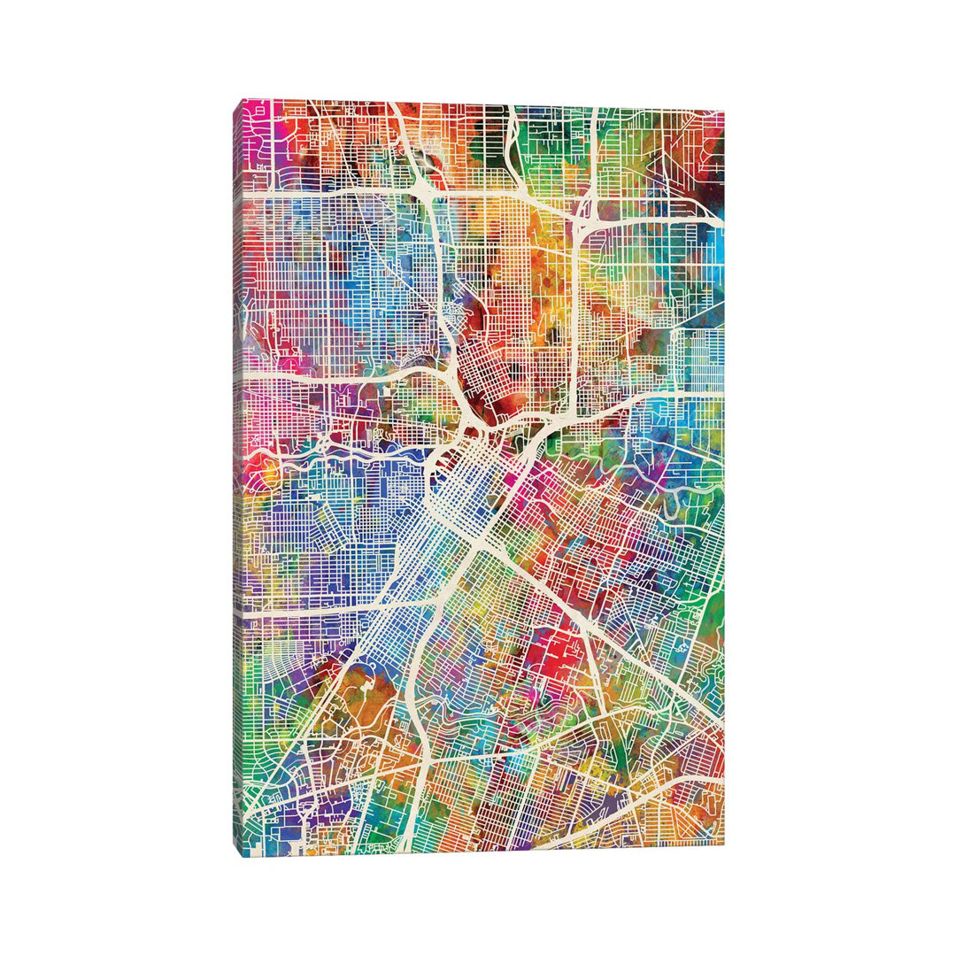 Houston Texas City Street Map I by Michael Tompsett - Wrapped Canvas Gallery-Wrapped Canvas Giclée