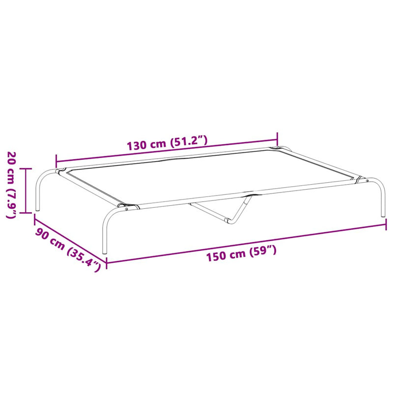 Oxford Fabric Pet Bed, 20cm H x 150cm W x 90cm D, Black
