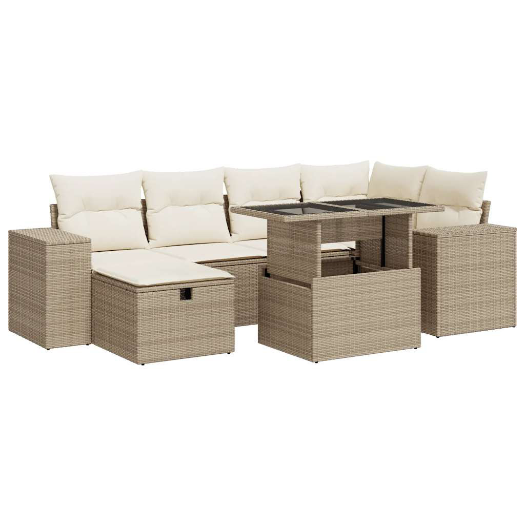 Vidaxl 8-Tlg. Garten-Sofagarnitur Mit Kissen Beige Poly Rattan