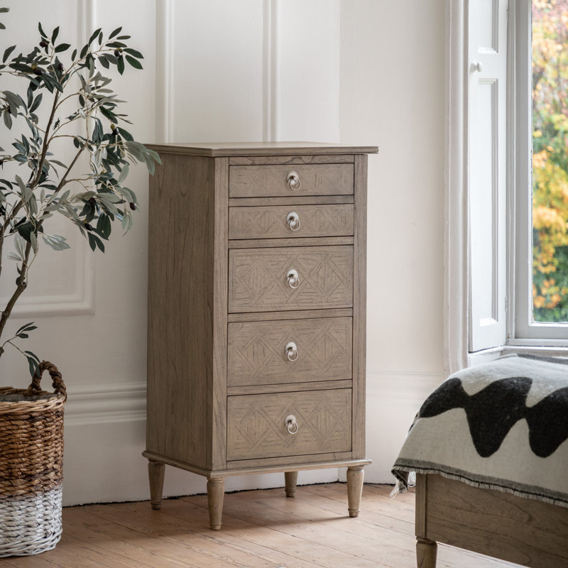 Colella Solid Wood 115cm W 5 - Drawer Chest of Drawers