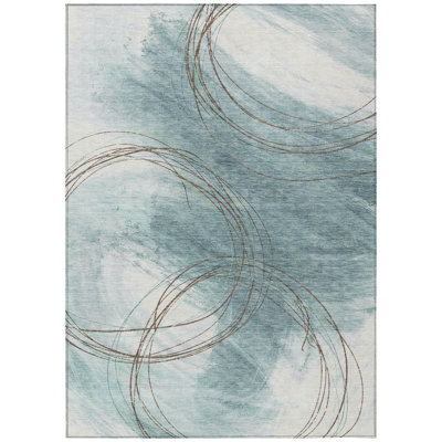 Machine Washable Indoor/Outdoor Chantille ACN2396 Abstract Rug