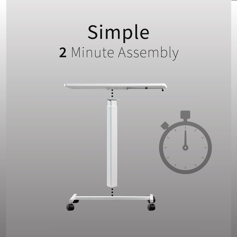 Adjustable White 28" Pneumatic Laptop Mobile Workstation