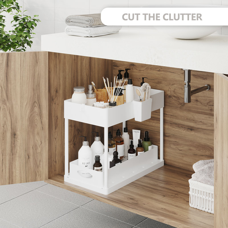 White Double Sliding 2-Tier Under Sink Organizer