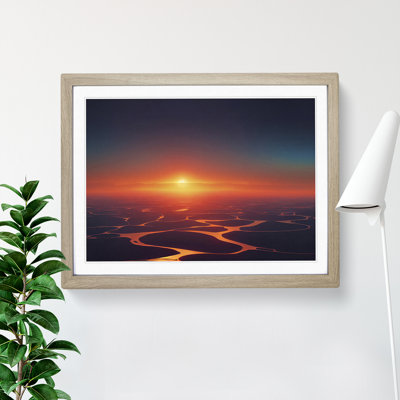 Eccentric Seascape at Sunset 1 Piece Single Picture Frame Wall Art