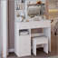 Meuble-lavabo de 37 po avec tiroir de taille moyenne à gauche et tabouret rembourré, très grand miroir coulissant à droite, rangement multicouche à grande capacité, commode pratique et pratique, convient aux grands espaces-429870102