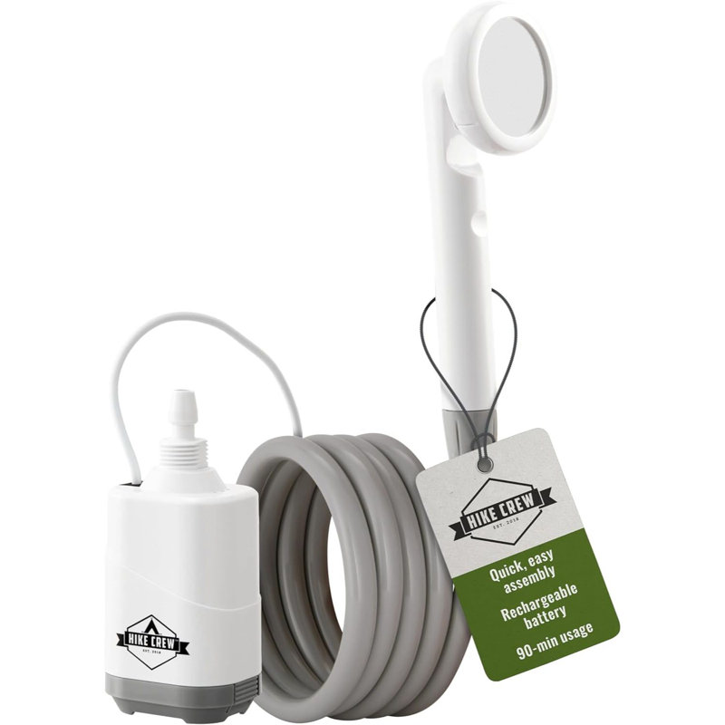 Douche de camping à piles avec lumière DEL et pomme de douche réglable Hike Crew