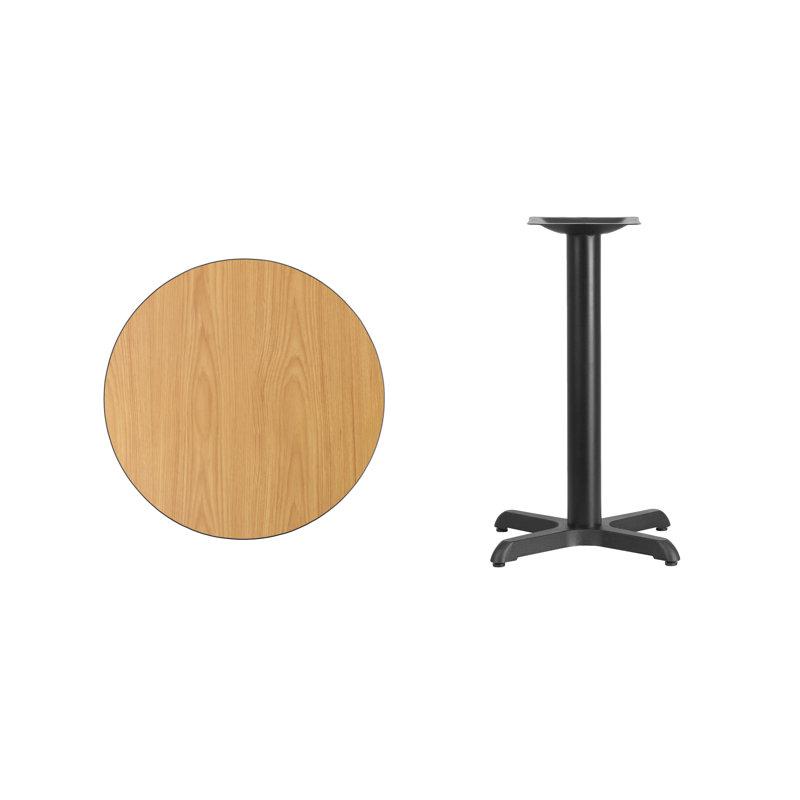 Carrus Round Laminate Table Top with Height Table Base, 31.13" H x 24" W x 24" D, Natural