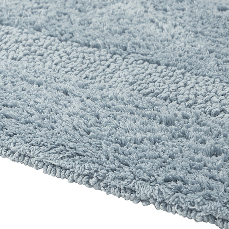 Rozanne Reversible Cotton Bath Rug , Blue, 20" x 60" Runner