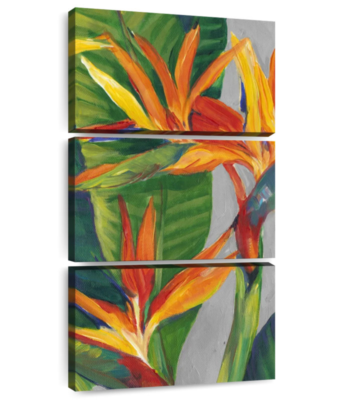 Oiseau de paradis triptyque I, H 75 po x l 36 po