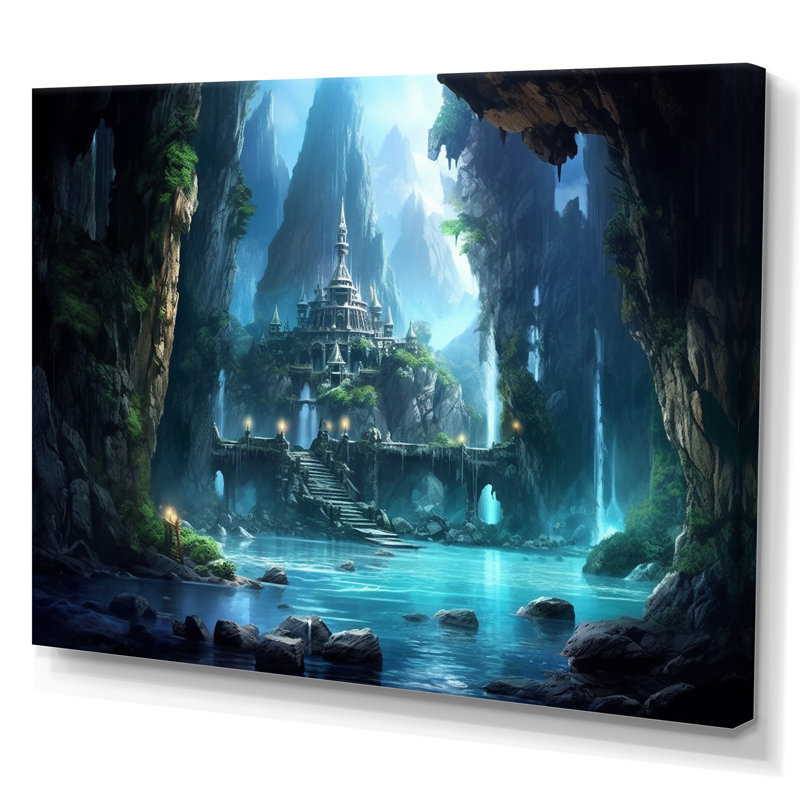 Château caché sur toile, H 34 po x l 44 po x P 1,5 po, Toile tendue