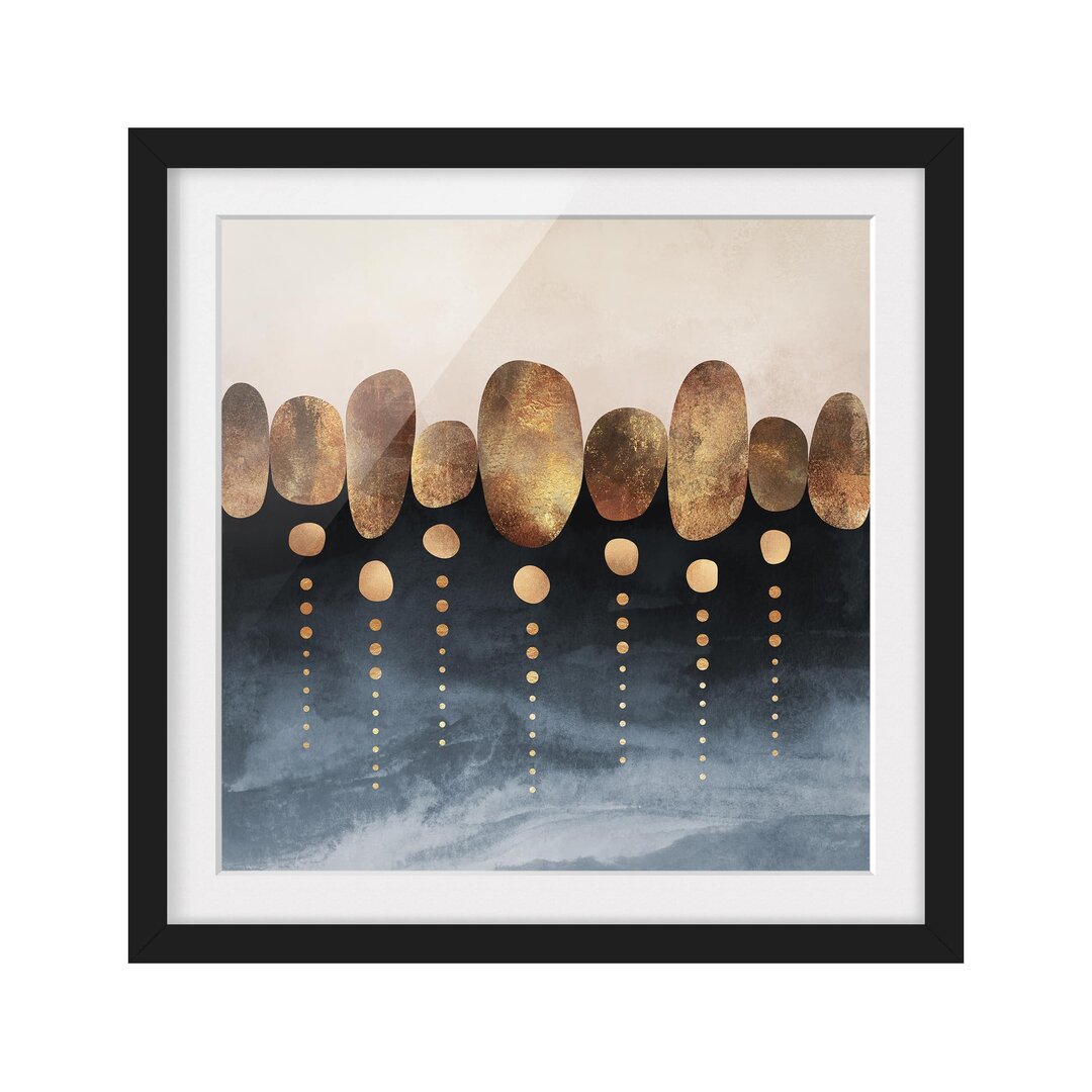 Gerahmtes Poster Abstract Golden Stones