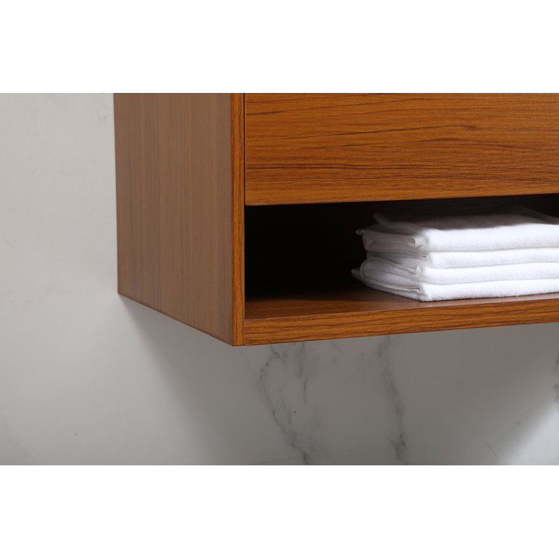 Ensemble de meuble-lavabo simple mural 40 po Roman, Teck