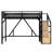 Queen Metal Loft Bed with Storage Stairs, Built-in Wardrobe, Shelves, USB Ports, and LED Lights, Natural Wood-402823247-402823244