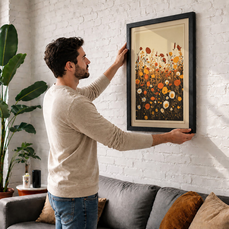 Wildflower Garden Botanical - Framed Print, A2 - 59.4 x 42.0 cm, White