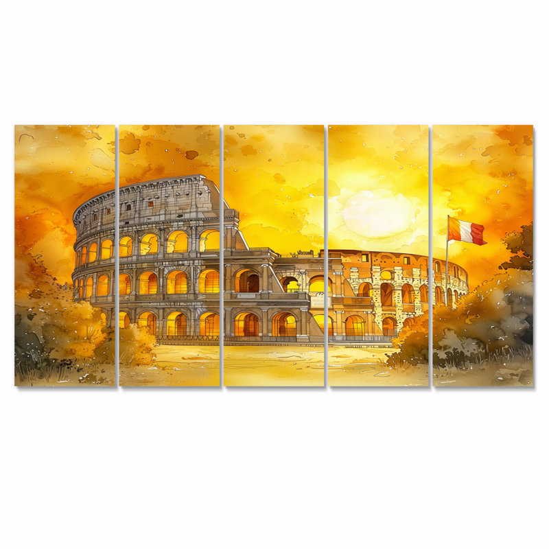 Colisée lueur en Italie - Art mural Italie - décoration murale traditionnelle, H 32 po x l 80 po, 5