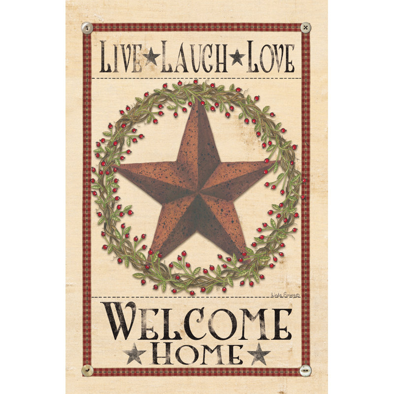 Welcome Home Barn Star - art textuel, H 18 po x l 12 po, Non, Toile tendue