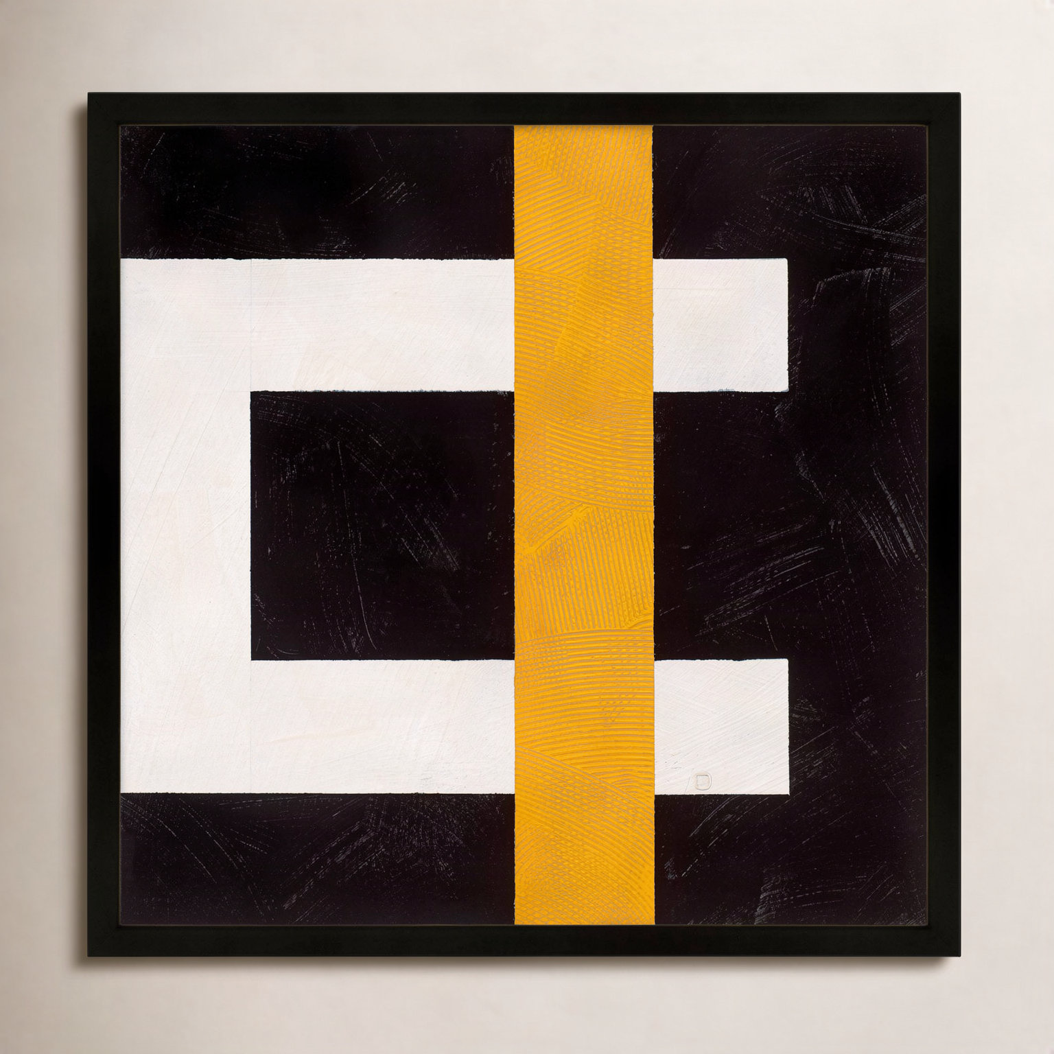 Composition with Yellow 3 Print, Black Framed Paper, 16" H x 16" W x 1.25" D