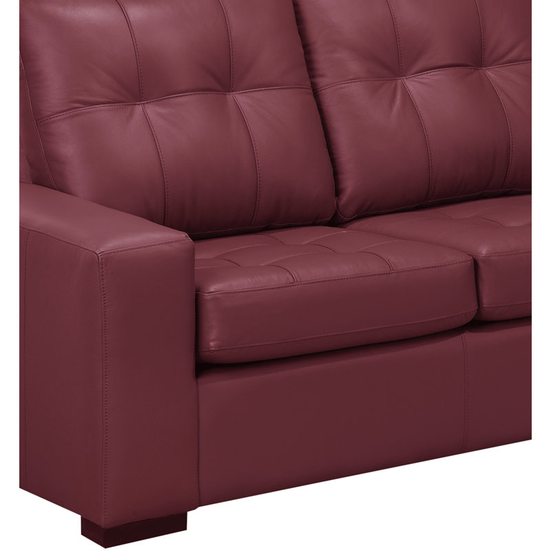 Canapé modulaire en cuir Yeprad, Face à la droite, Cuir rouge marron assorti