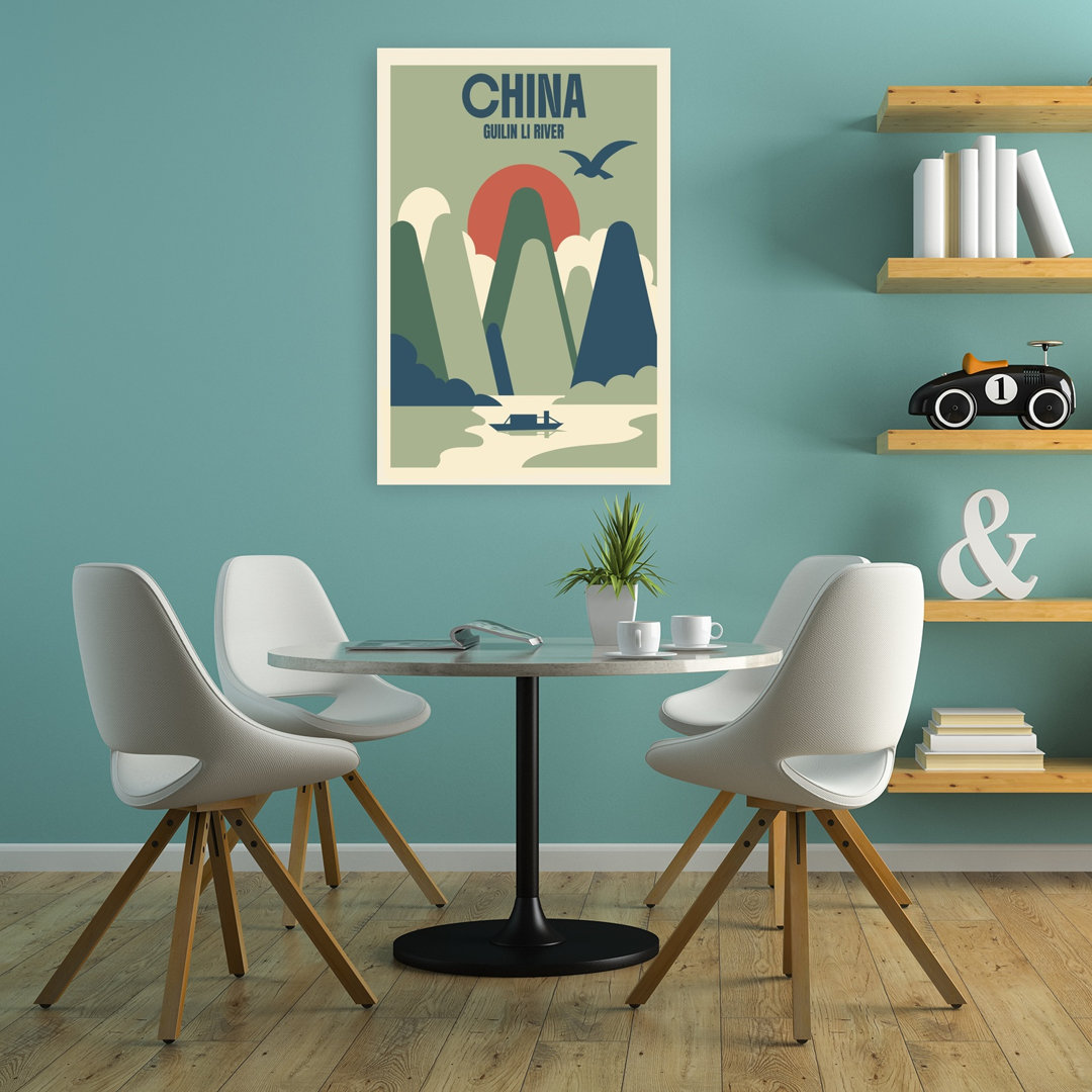 Li River Mountain Sunset Peaceful Serene Tranquil Bird Landscape Nature Wall Art Print