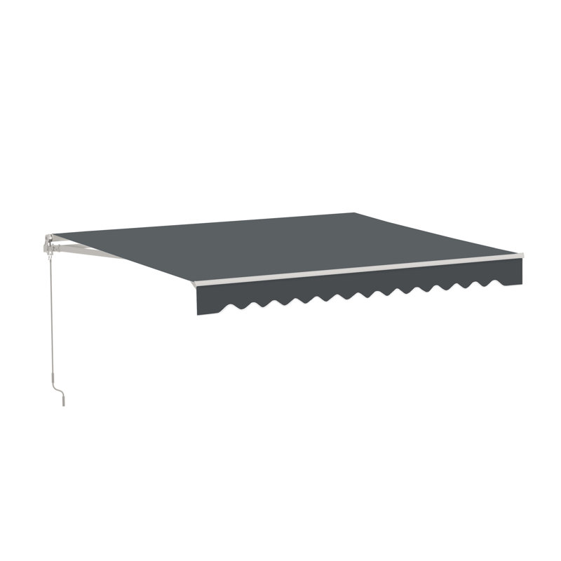 Auvent de patio rétractable - cadre blanc , Gris anthracite, H 8 po x l 120 po x P 96 po
