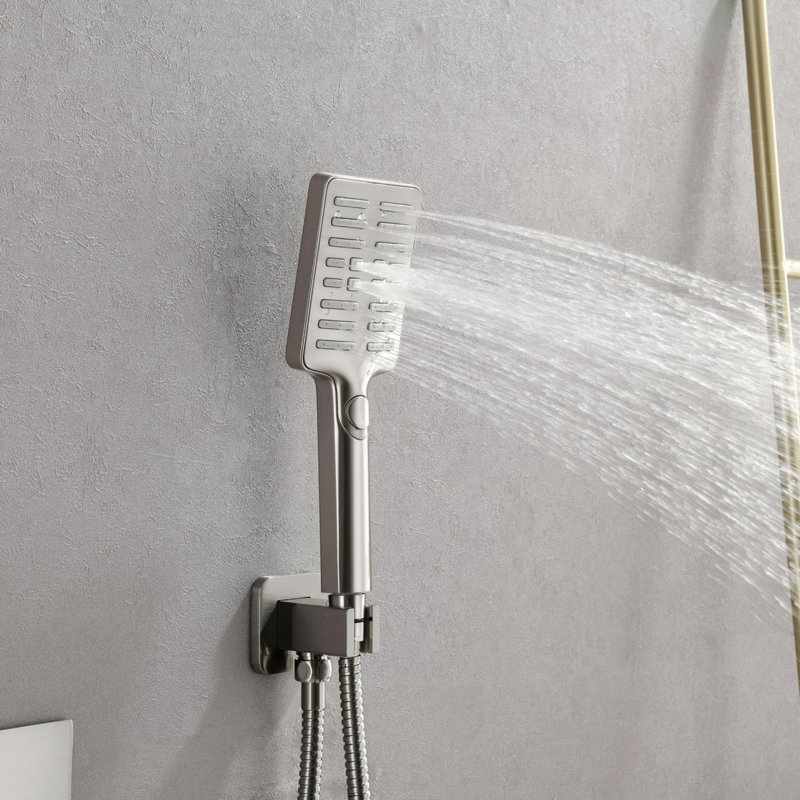 Wall Mounted Waterfall Shower System with Bodysprays, Brushed Nickel
