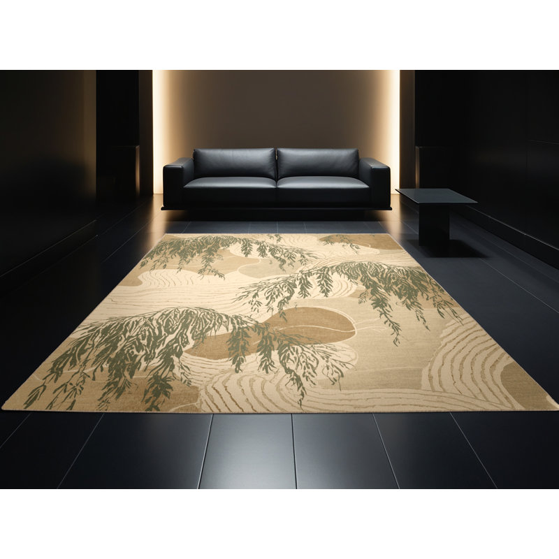 Tapis oriental moelleux moelleux de style oriental français en beige, Rond 5 pi