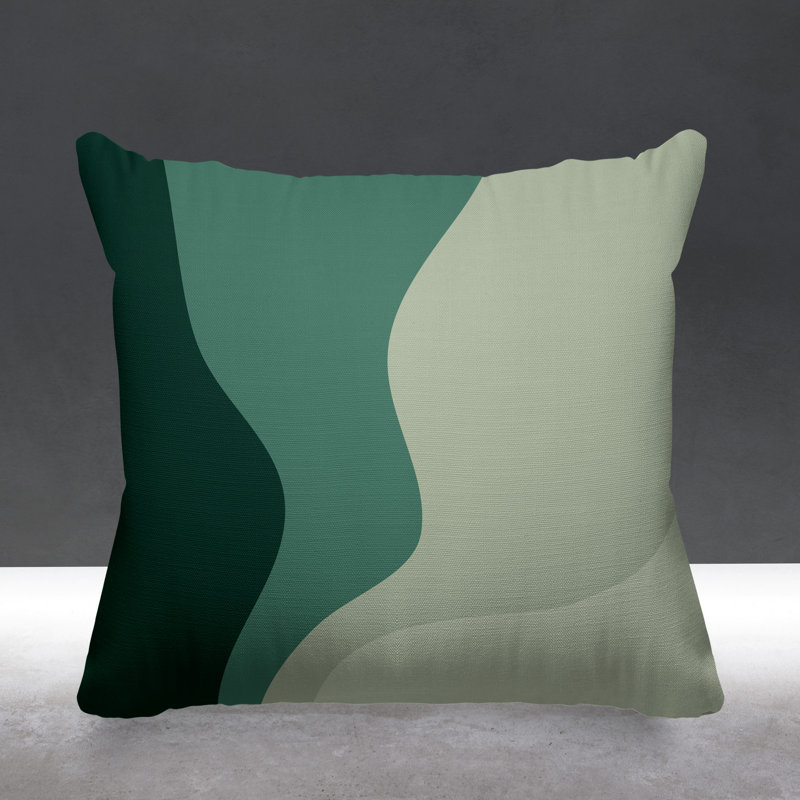 Bunko Ombre Outdoor Reversible Throw Pillow, 17" x 17", Emerald, Square