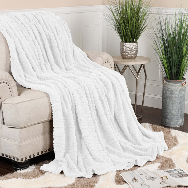 Literie moelleuse Boho, Blanc, Jeté XL