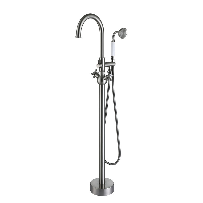 Robinet de baignoire autoportant avec douche à main - Métal, style salle de bain