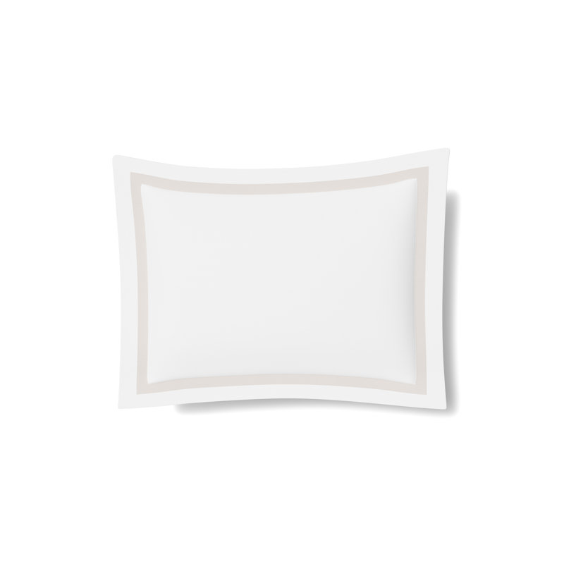 Taie décorative en coton et bordure Ready-to-Bed 2.0, Ready-to-Bed 2.0 Cotton & Trim King Sham, Blanc / argenté