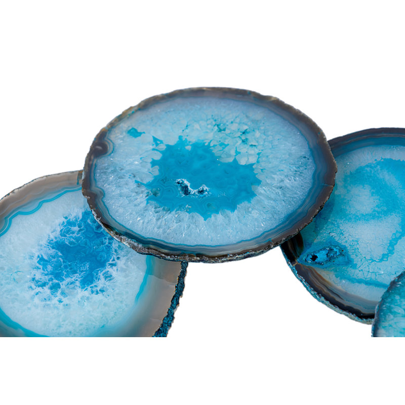 Agate 4 Piece Coaster Set, Teal
