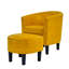 Fauteuil demi-tonneau moderne en cuir synthétique avec repose-pieds-543233758