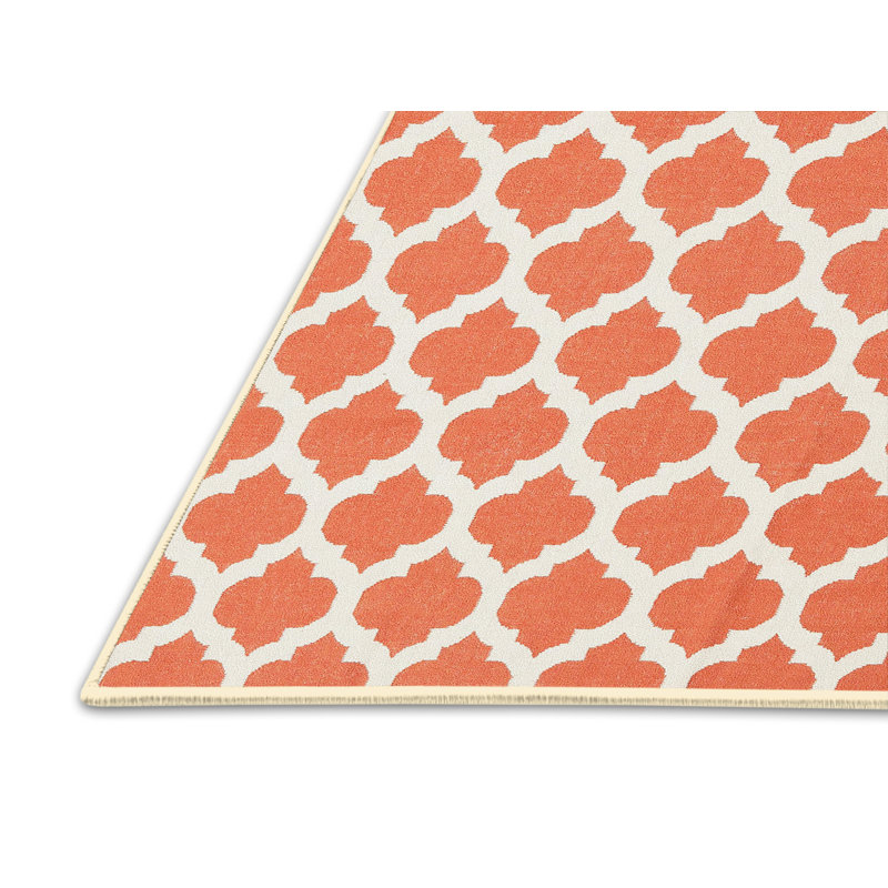 Tapis contemporain orange / beige, Rectangle 8 pi 0 po x 10 pi 0 po