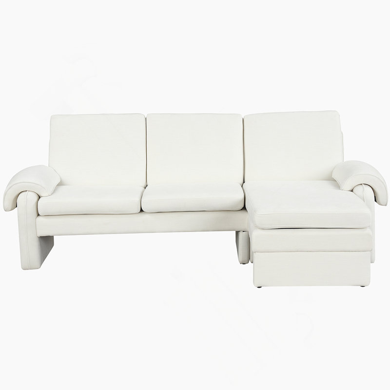 Canapé-lit futon convertible 94,1 po avec dossier réglable, méridienne réversible et deux coussins d'accoudoirs amovibles pour le salon, beige