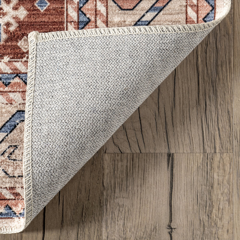 Órla SpinClean Tribal Bordered Machine Washable Area Rug, Rectangle 4' x 6'