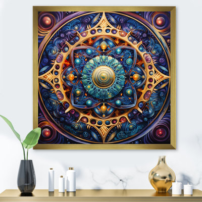 «Retro Gold Floral Mandala Magic», reproduction sur toile encadrée